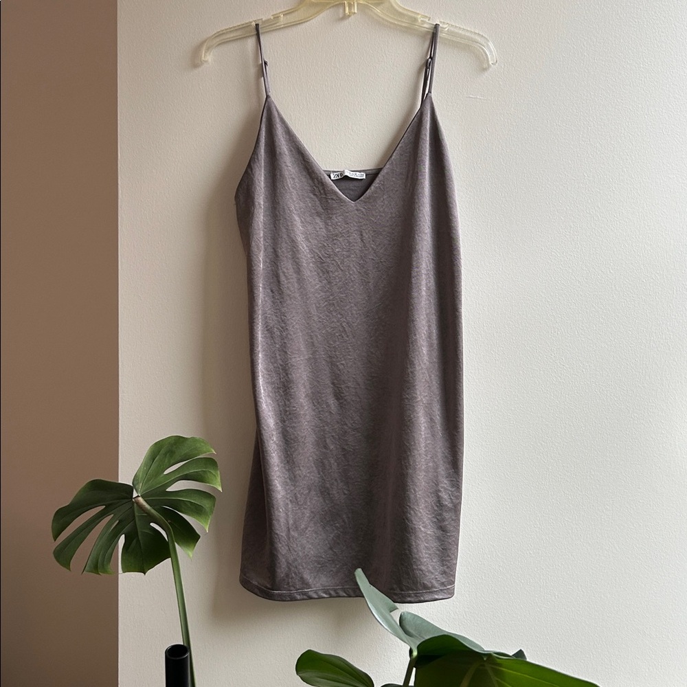 Zara Taupe Slip Cami Tunic